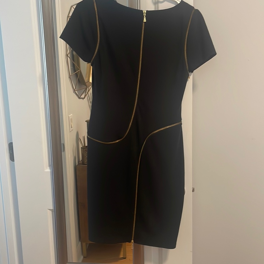 Ted Baker London Black Asymmetrical Zipper Bodycon Dress Size 3 (US 8) - Picture 4 of 7